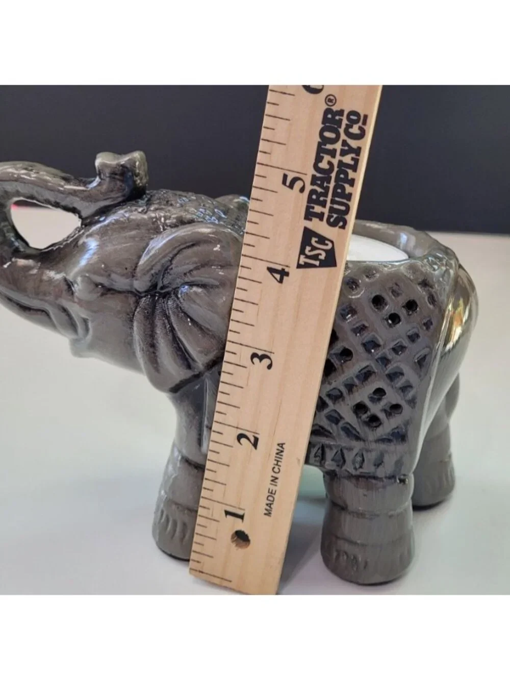 PartyLite BABY ELEPHANT Trumpeting African Inspiration Tealight Holder P9855 HTF - Picture 7 of 8